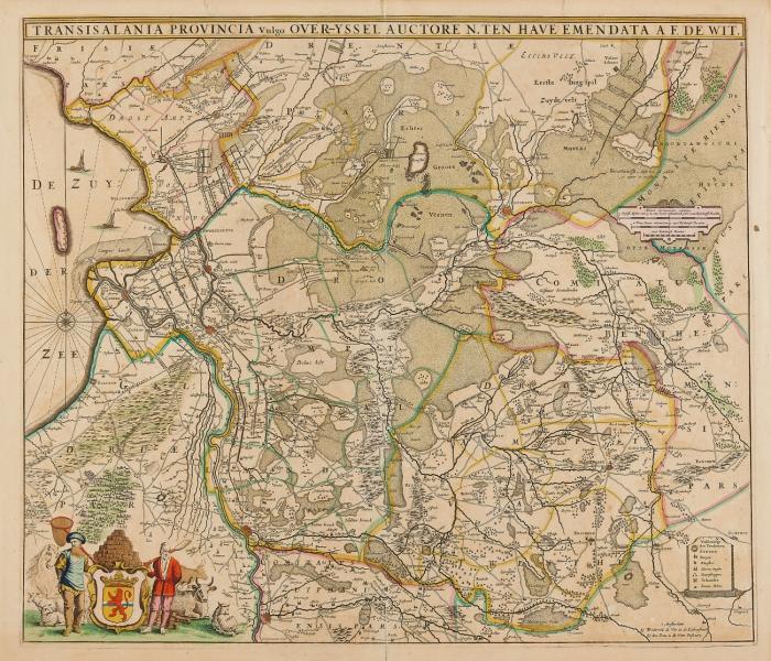 Overijssel / Drenthe. Transisalania Provincia vulgo Over-Yssel, das Gebiet um Coevorden, Zwolle und Zutphen bis zum IJsselmeer.