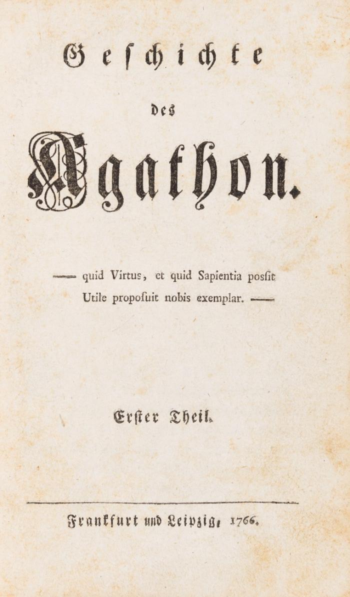 Geschichte des Agathon. 2 Tle. in 2 Bden.