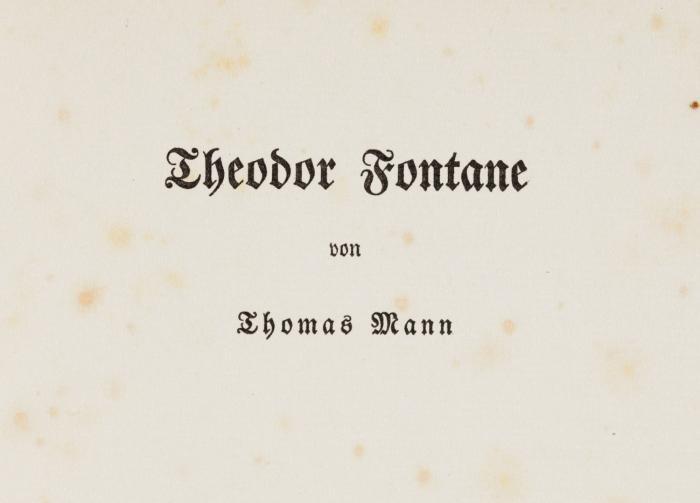 Theodor Fontane. Vortrag im Jahre 1928 an der Lessing-Hochschule zu Berlin. Dazu: Ein Brief Theodor Fontanes. Faksimile.