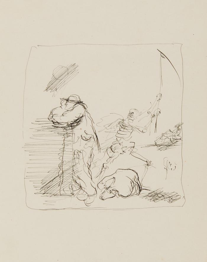 TOTENTANZ (SENSENMANN MIT BAUER UND TOTEM VIEH) CA. 1938-40 / TOTENTANZ (GEIGESPIELENDER TOD UND FRAU) / SENSENMANN UND APOKALYPTISCHE REITER 1945