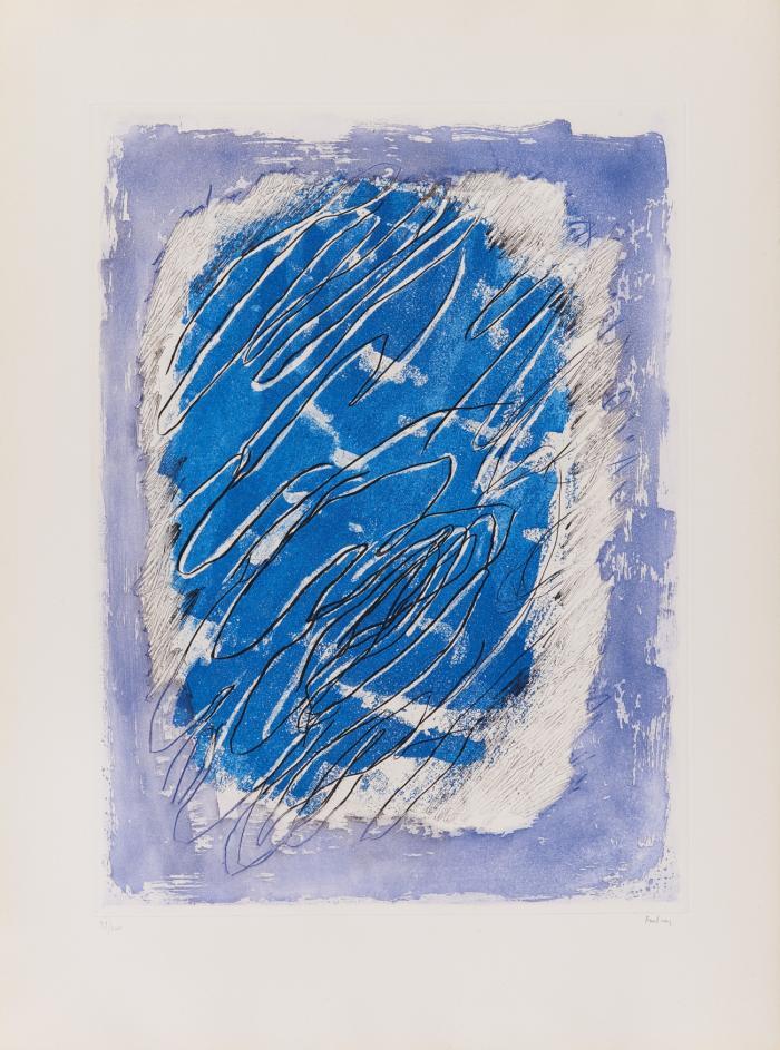 ÉCRITURE SUR FOND BLEU