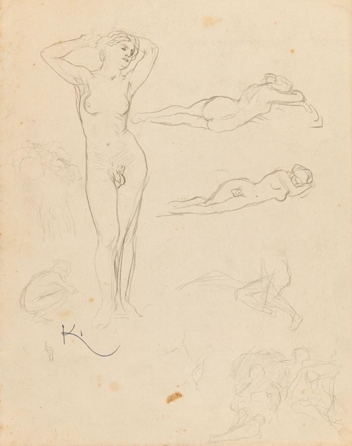 HERMAPHRODIT (SKIZZENBLATT MIT AKTSTUDIEN)