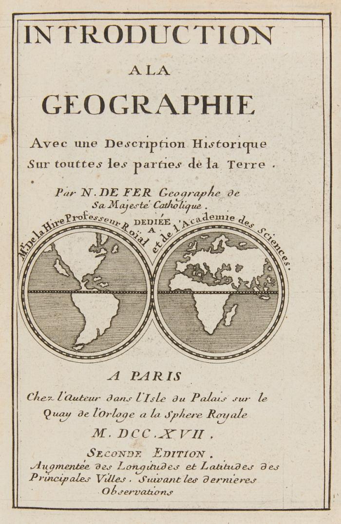 Introduction à la géographie. Avec une description historique sur touttes les parties de la terre. Seconde édition.
