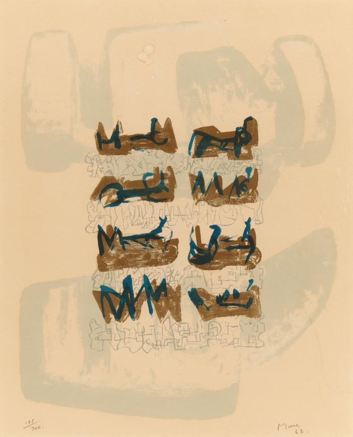 EIGHT RECLINING FIGURES ON ROCK BACKGROUND