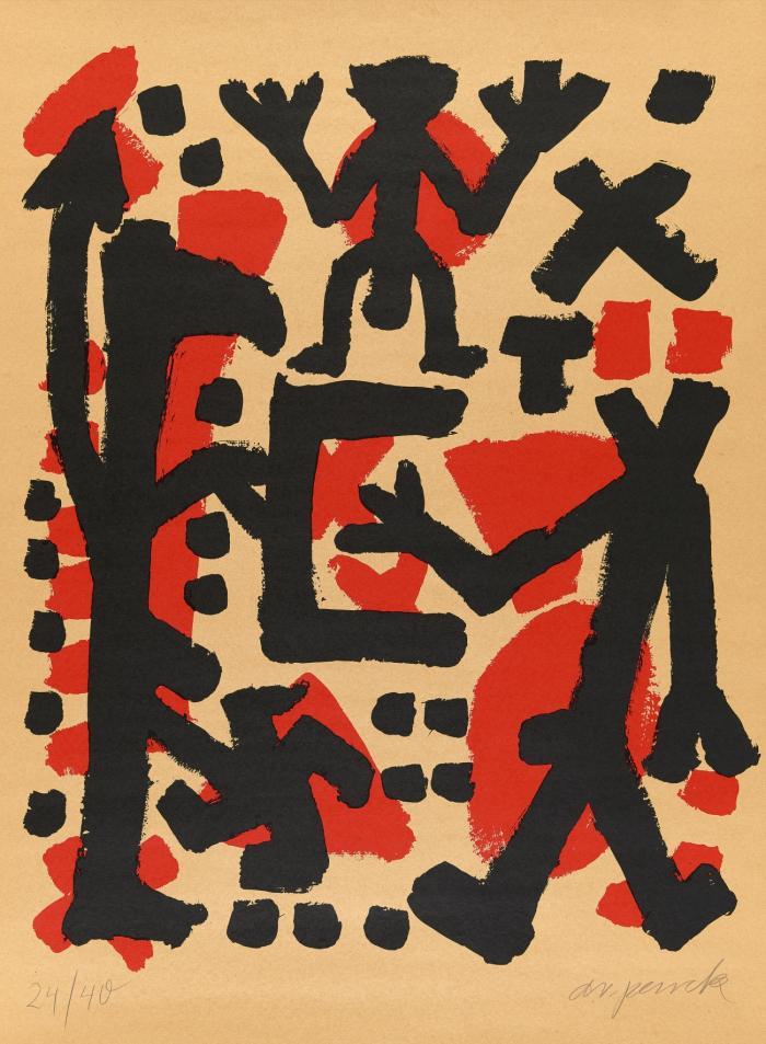 A.R. Penck. Ohne Titel. Farblithographie. Signiert. 24/40