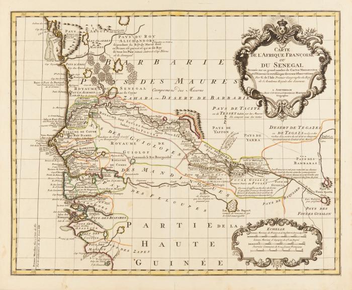 Afrika. Senegal /Südafrika. Carte de l'Afrique Françoise ou du Senegal, das Gebiet um die Gambia-Mündung  / Carte du Congo et du Pays des Cafres, Afrika südlich des Äquators mit Madagaskar.