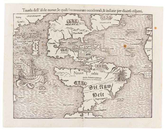 Amerika. Tavola dell'isole nuove, le quali son nominate occidentali, & indiane per diversi rispetti, Nord- und Südamerika.