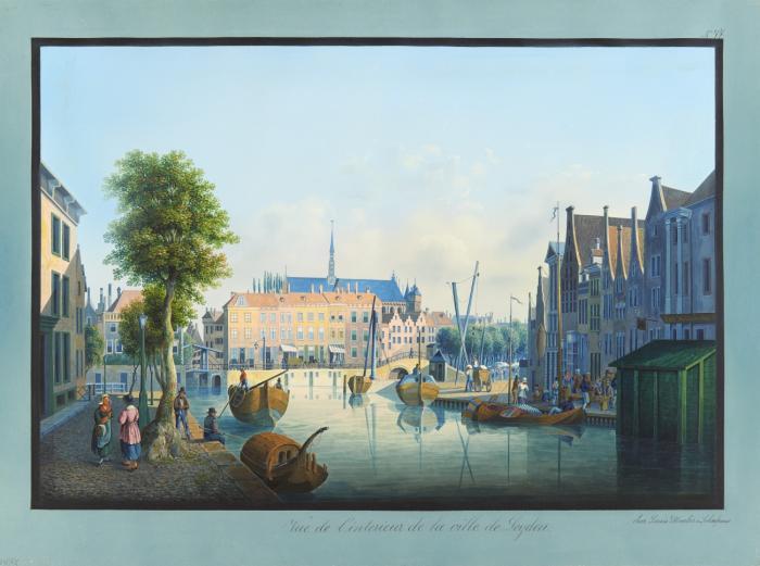Leiden. Vue de l'interieur de la ville de Leyden. Um 1820.