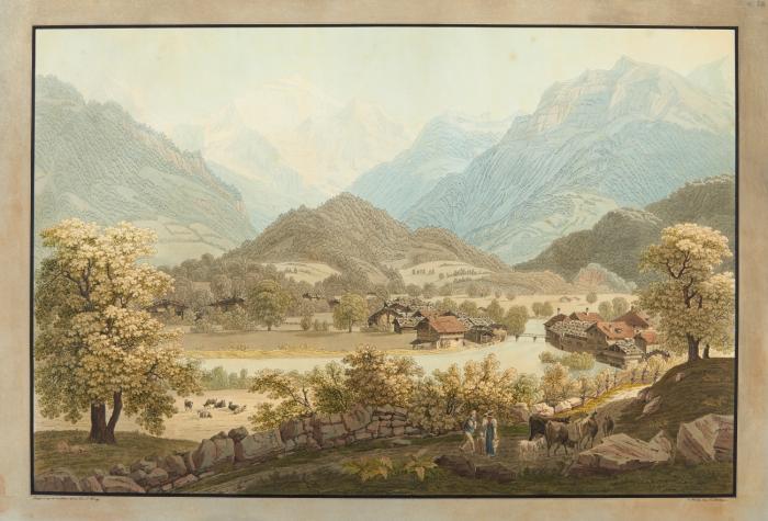 Interlaken. - Unterseen mit Blick auf das Jungfrau-Massiv.