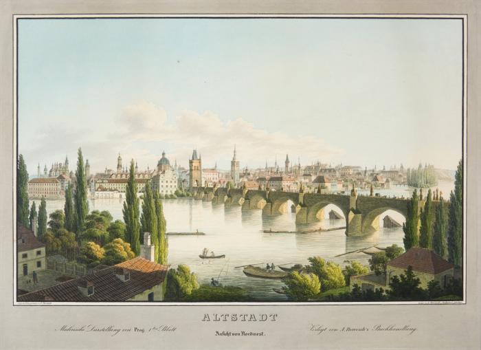 Prag. - Altstadt. Ansicht von Nordwest, mit der Karlsbrücke.
