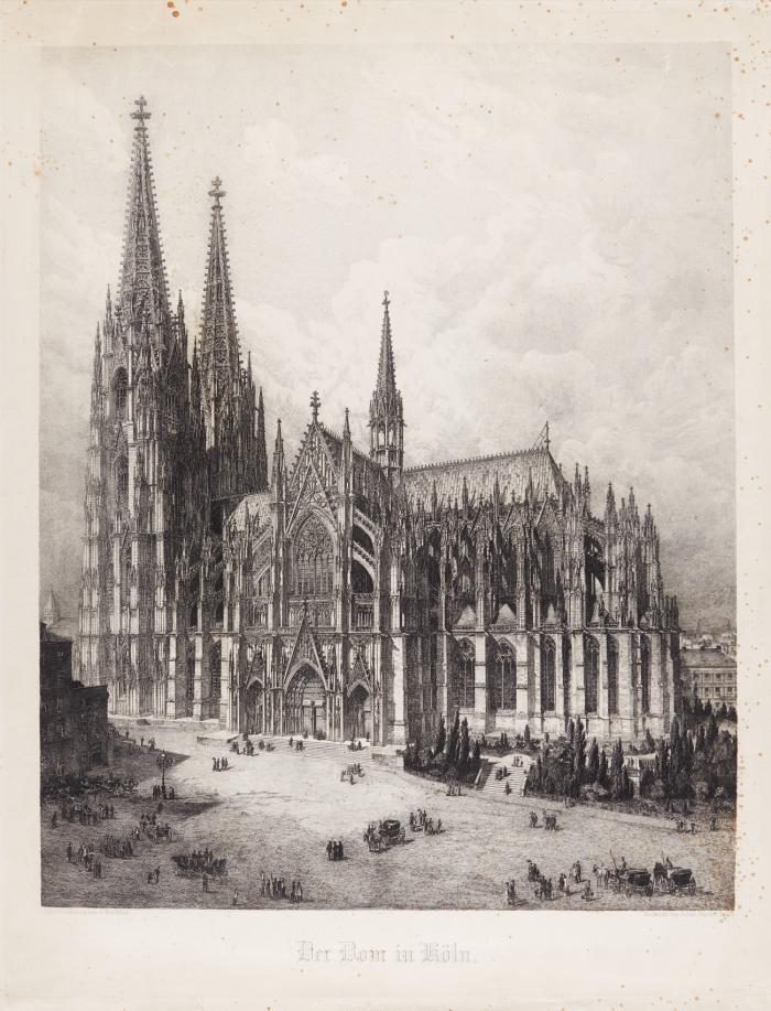 Köln. - Der Dom in Köln, Ansicht aus Süden mit Vorplatz.