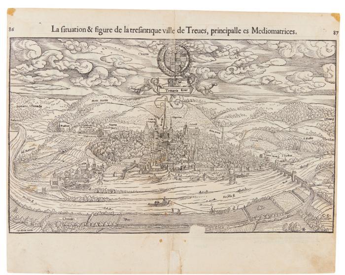 Trier. La situation & figure de la tresantique ville de Treves, principalle es Mediomatrices, Gesamtansicht.