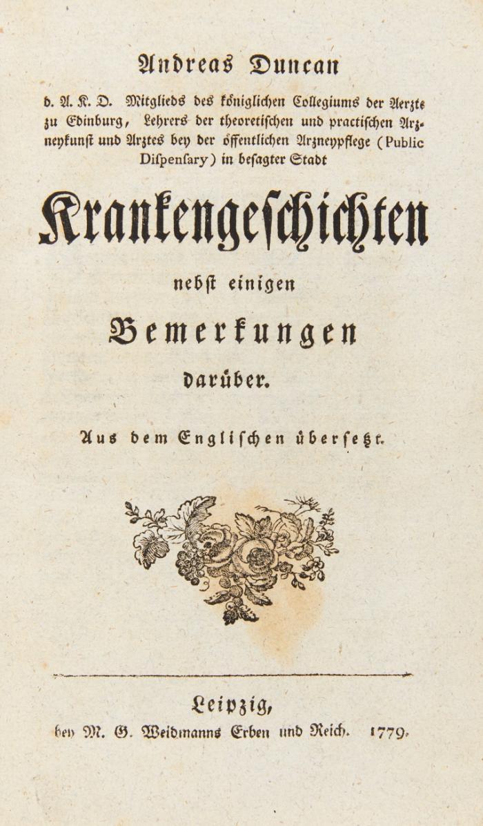 Krankengeschichten nebst einigen Bemerkungen darüber. Aus dem Englischen übersetzt.