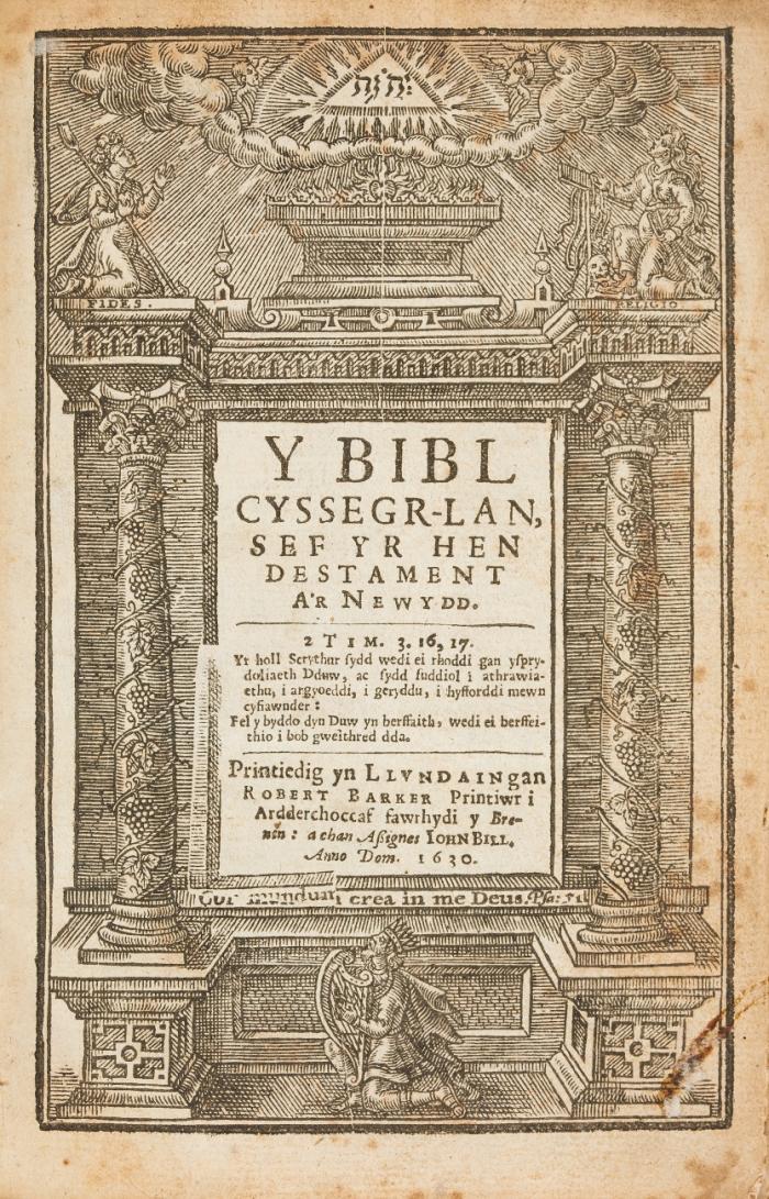 Biblia cambrica. - Y Bibl cyssegr-lan, sef yr Hen Destament a'r Newydd. 2 Tle. in 1 Bd. (Ohne Prayer Book und Psalmen).