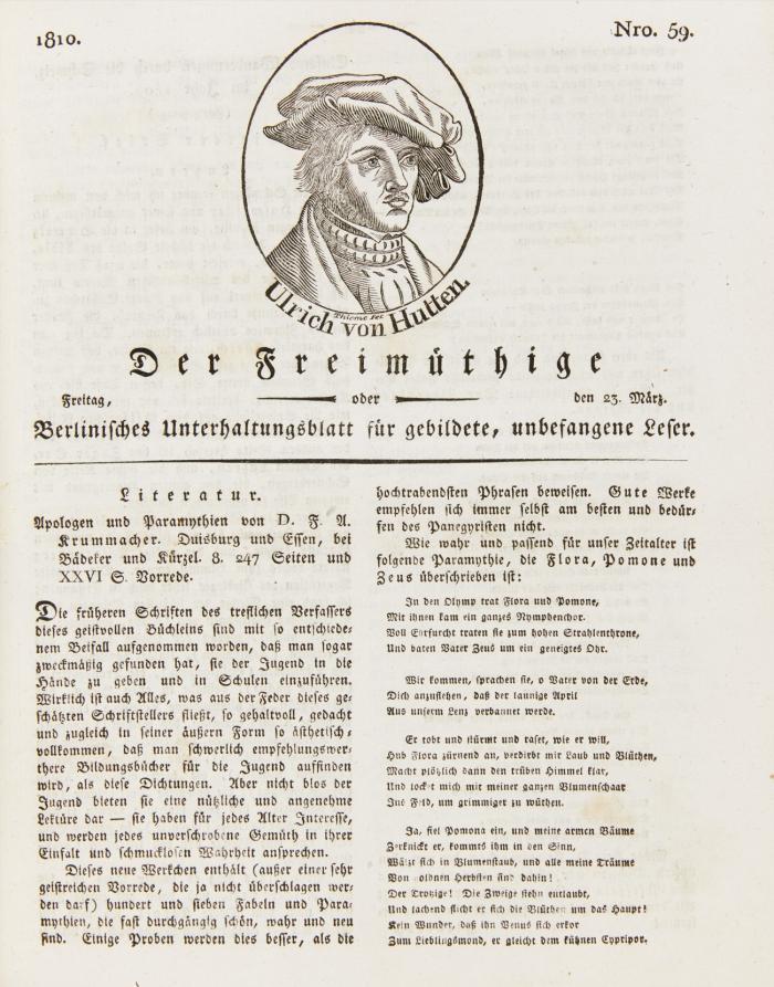 Der Freimüthige, oder Berlinisches Unterhaltungsblatt für gebildete, unbefangene Leser. 7. Jg., 260 (v. 261) Nummer.