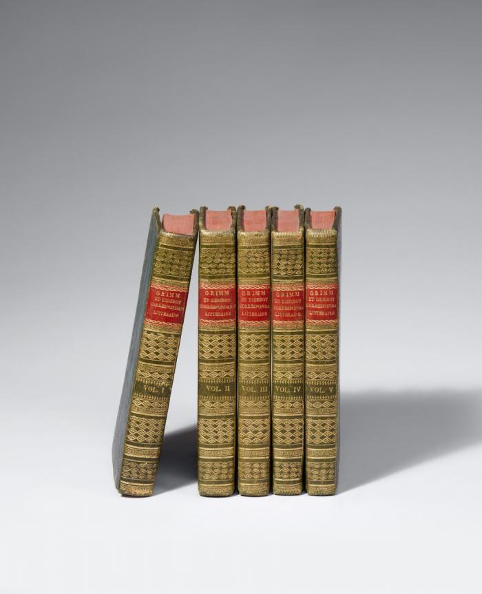 Correspondance littéraire philosophique et critique, adressée a un souverain d'Allemagne, depuis 1770 jusqu'en 1782.  [Hrsg. von J.-B. Salgues]. Seconde édition, rev. et corrigée. 5 Bde.