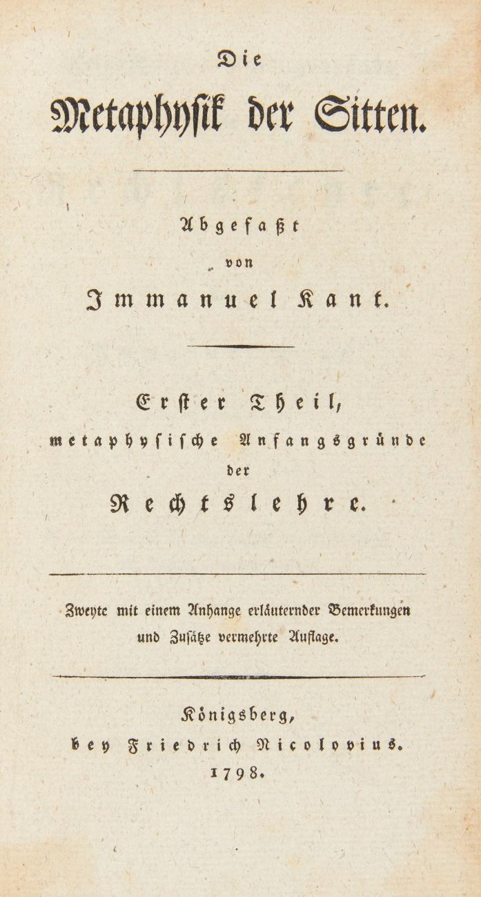 Die Metaphysik der Sitten. 2 Tle. in 1 Bd.