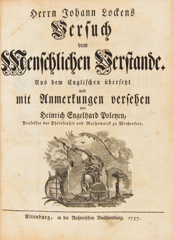 Versuch vom Menschlichen Verstande. Aus dem Englischen übersetzt und mit Anmerkungen versehen von H. E. Poleyen.
