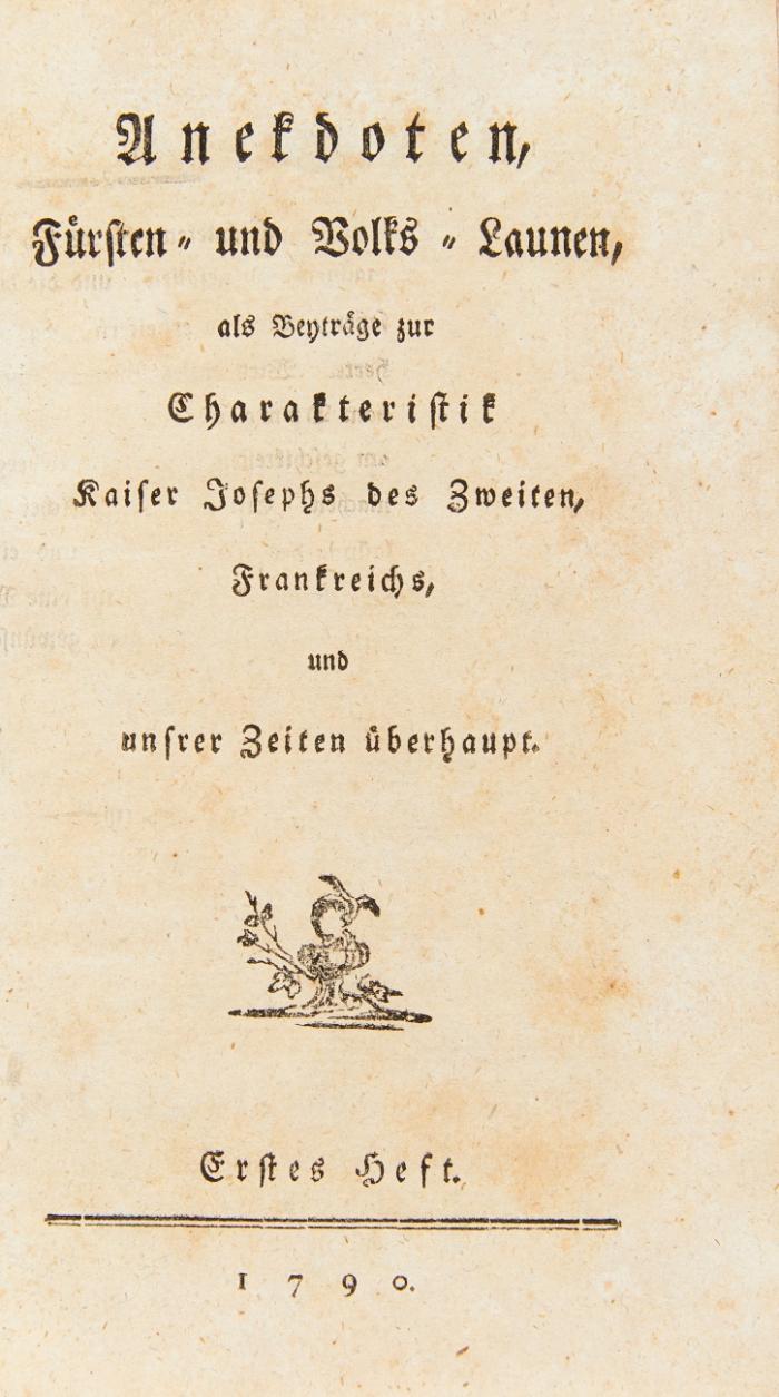 Anekdoten, Fürsten- und Volks- Launen. 2 Hefte in 1 Bd.