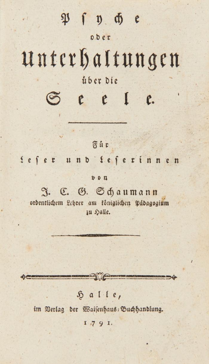 Psyche oder Unterhaltungen über die Seele. 2 Tle. in 1 Bd.