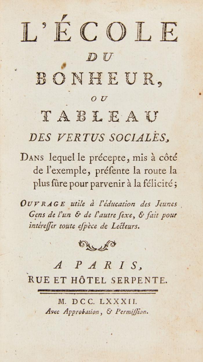 L'école du bonheur, ou tableau des vertus sociales.