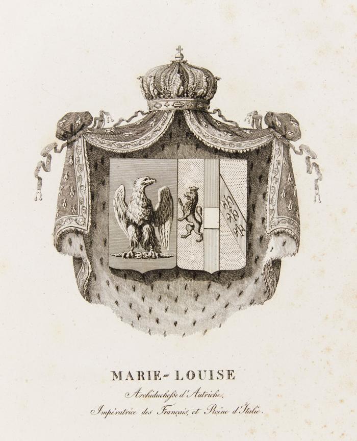 Armorial général de l'Empire Français. Contenant les armes de Sa Majesté l'Empereur & Roi, des Princes de sa famille, des Grands Dignitaires, Princes, Ducs, Comtes, Barons, Chevaliers, et celles des Villes de 1.ere, 2.me & 3.me Classe ... 2 Tle. in 1 Bd.