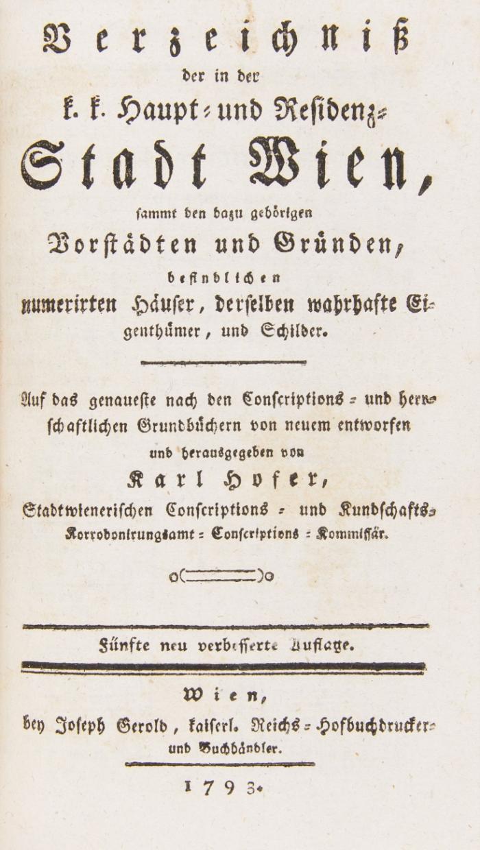 Hof- und Staats-Schematismus der röm. kaiserl. auch kaiserl. königl. und erzherzoglichen Haupt- und Residenz-Stadt Wien.
