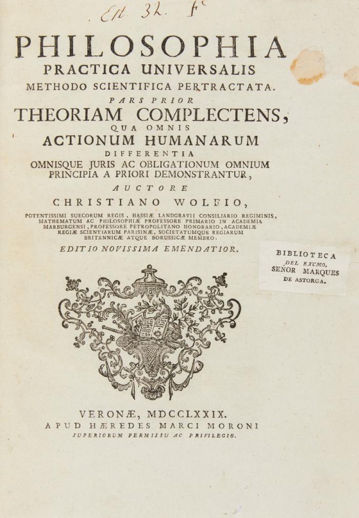 Philosophia practica universalis methodo scientifica pertractata. 2 Bde.