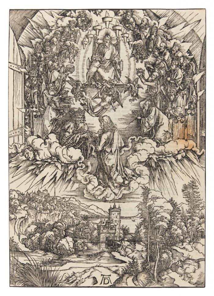 Johannes vor Gottvater und den Ältesten.