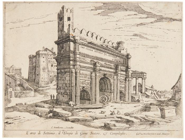 L'Arco di Settimio, il Tempio di Giove Statore (Der Septimius-Severus-Bogen).