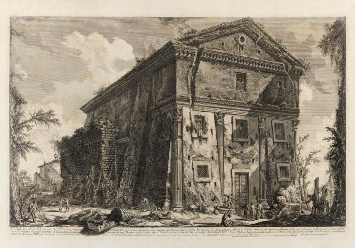 Veduta del Tempio di Bacco, inoggi Chiesa di S. Urbano ... (Der sogenannte Bacchus-Tempel, heute S. Urban). 1758.