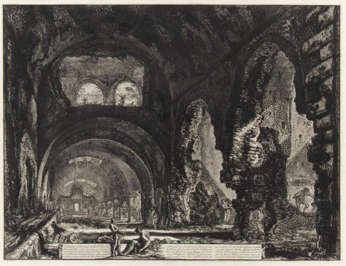Veduta interna della Villa di Mecenate (Das Innere der sogenannten Villa des Maecenas).