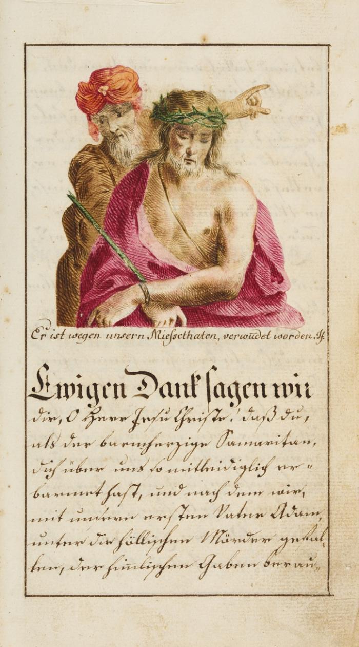 Gott ist die reinste Liebe. Gebetbuchmanuskript mit Aquarellen und Federzeichnungen von und für Johann Stegbaur.