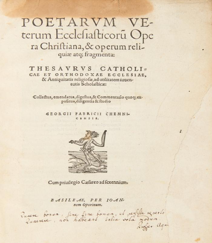 Poetarum veterum Ecclesiasticoru[m] opera Christiana, & operum reliquiae atq[ue] fragmenta: Collectus, emendatus ... & commentario ... expositus.