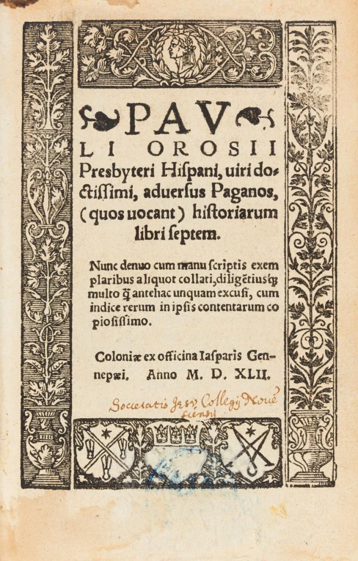 Adversus Paganos ...  historiarum  libri septem. ... cum indice rerum ...