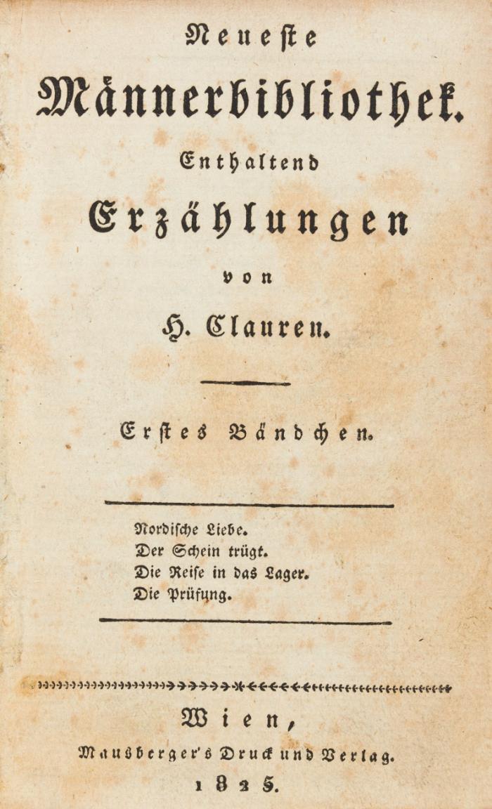 Neueste Männerbibliothek. Enthaltend Erzählungen. 25 Tle. in 5 Bdn.