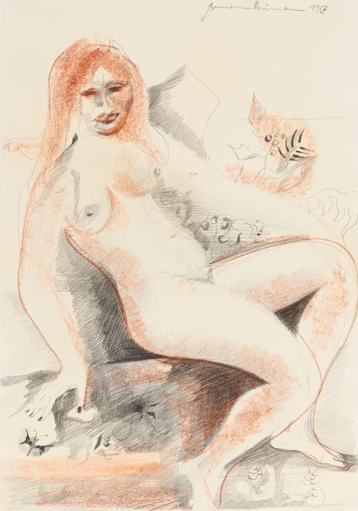 WEIBLICHER AKT 1967 / OHNE TITEL (KOPF MIT ENGELFIGUR) 1967 / OHNE TITEL (KOPF MIT ENGELFIGUR) 1967