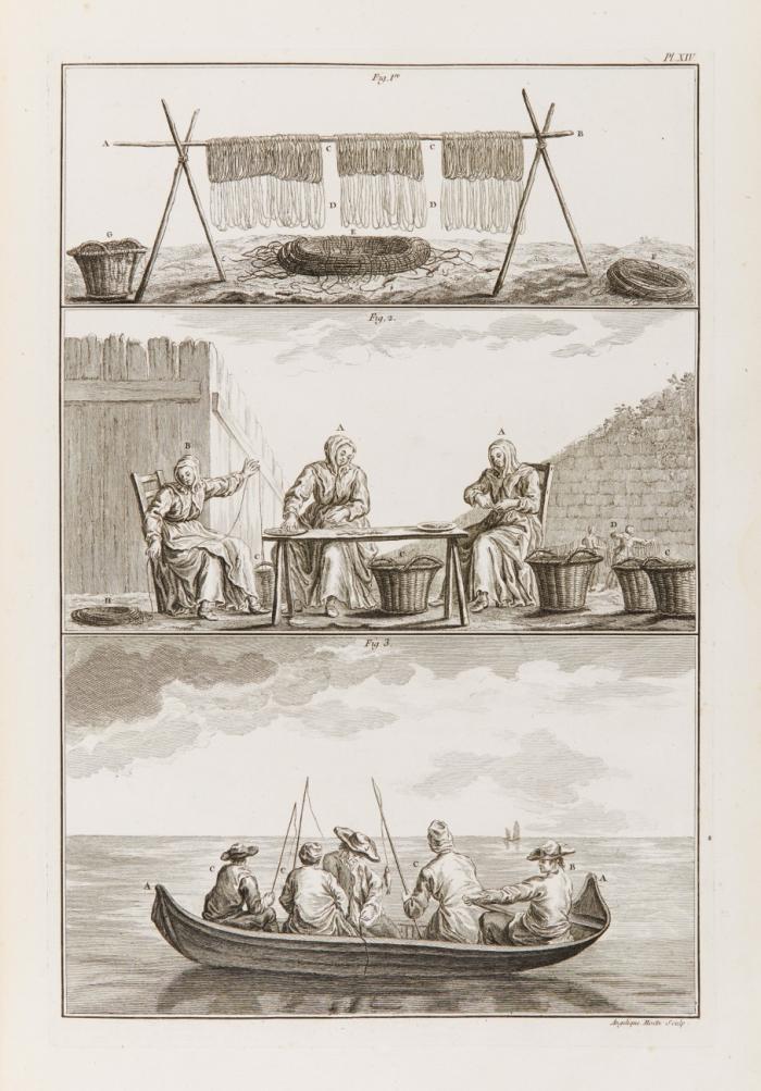 Traité général des pesches, et histoire des poissons qu'elles fournissent, tant pour la subsistance des hommes, que pour plusieurs autres usages qui ont rapport aux arts et au commerce. 4 in 3 Bden.