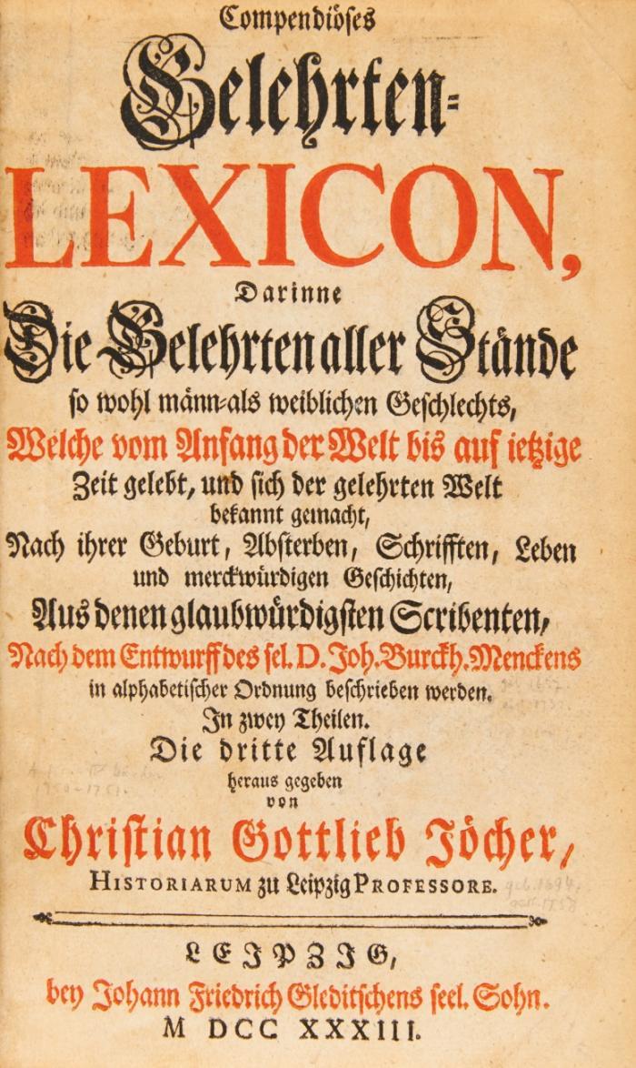 Compendiöses Gelehrten=Lexicon.