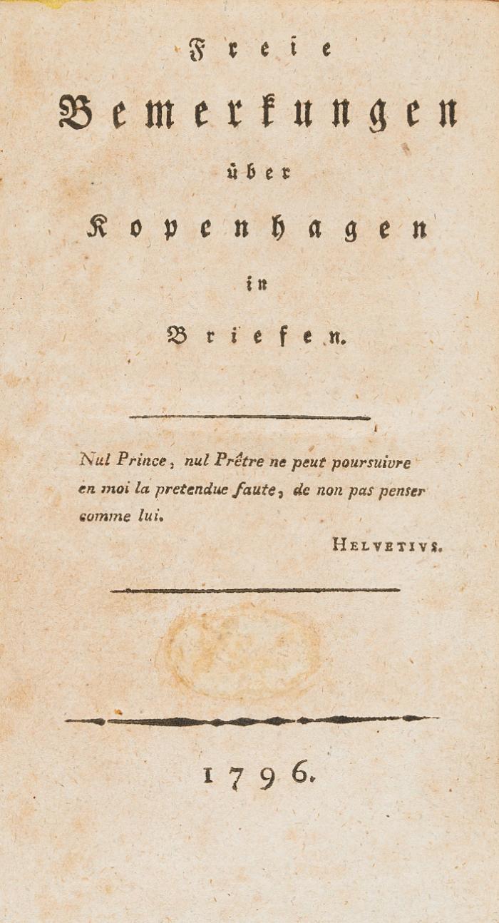 Freie Bemerkungen über Kopenhagen in Briefen.