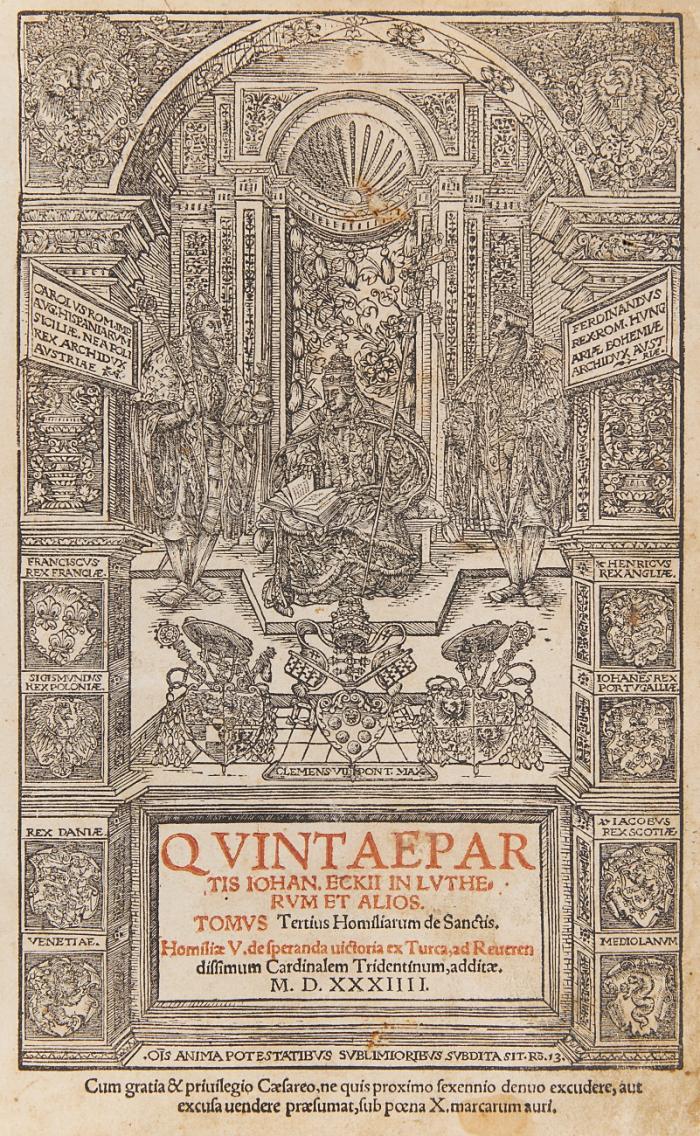 Qvintae partis … in Lvthervm et alios. Tomvs tertius homiliarum de sanctis. Homiliae V. de speranda victoria ex Turca … additae. (Trad. Johann Mentzinger.)