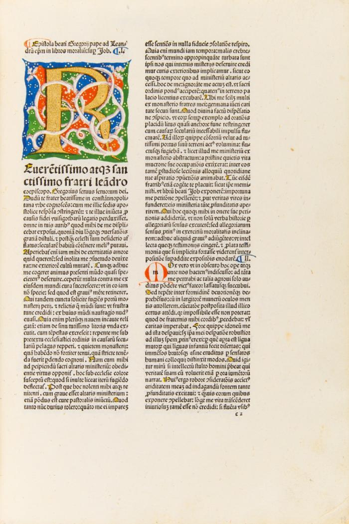 Moralia sive expositio in Job. Ed. Batholomaeus Platina. Mit Vorrede von Dominicus de Dominicis.
