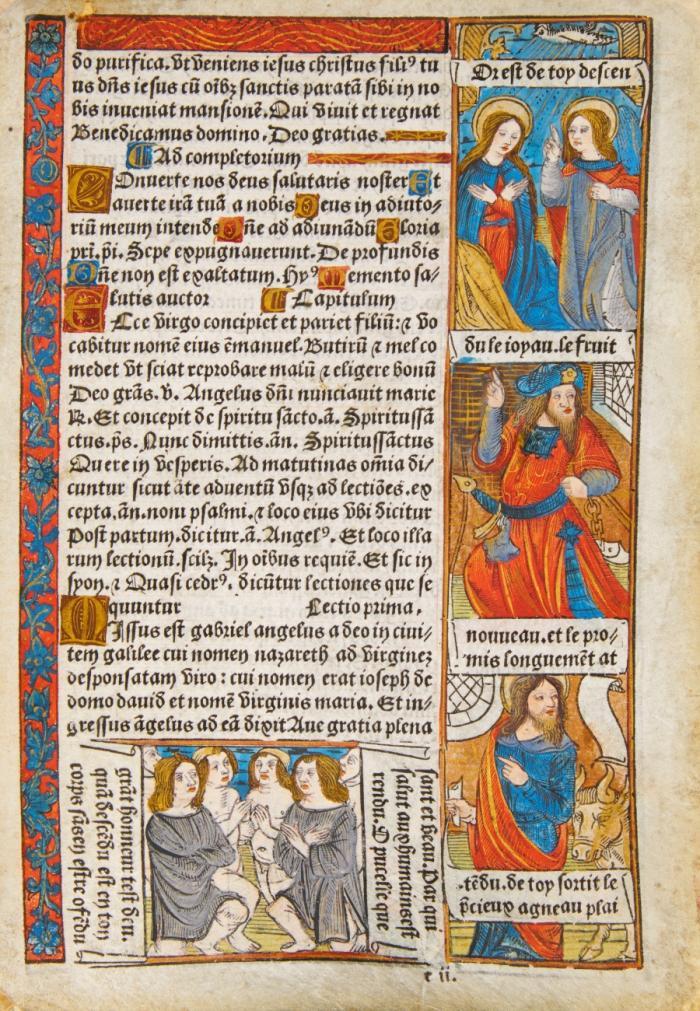 Einzelblatt aus Horae B.M.V. für den Gebrauch von Rom. Lateinisch, mit einzelnen Texten in Französisch.