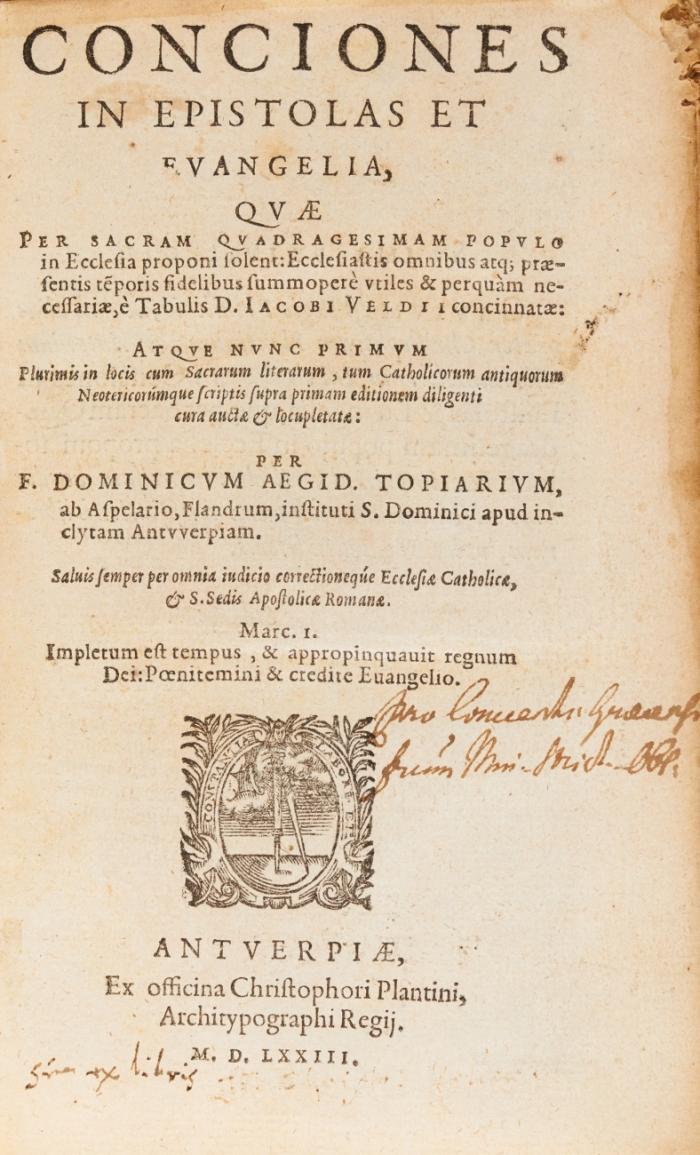 Conciones in epistolas et evangelia, qvæ per sacram qvadragesimam popvlo in ecclesia proponi solent, e tabulis d. Jacobi Veldii concinnataæ.