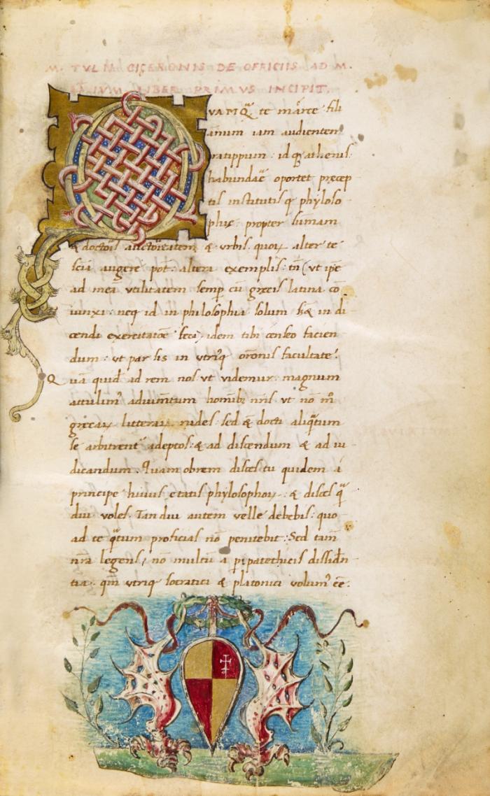 De officiis libri III. - Somnium Scipionis. Lateinische Handschrift auf Pergament.