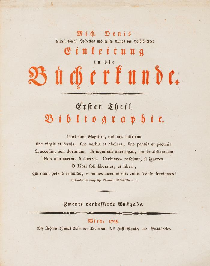 Einleitung in die Bücherkunde. Bibliographie/ Literargeschichte. 2. verb. Auflage. 2 Teile in 2 Bden.