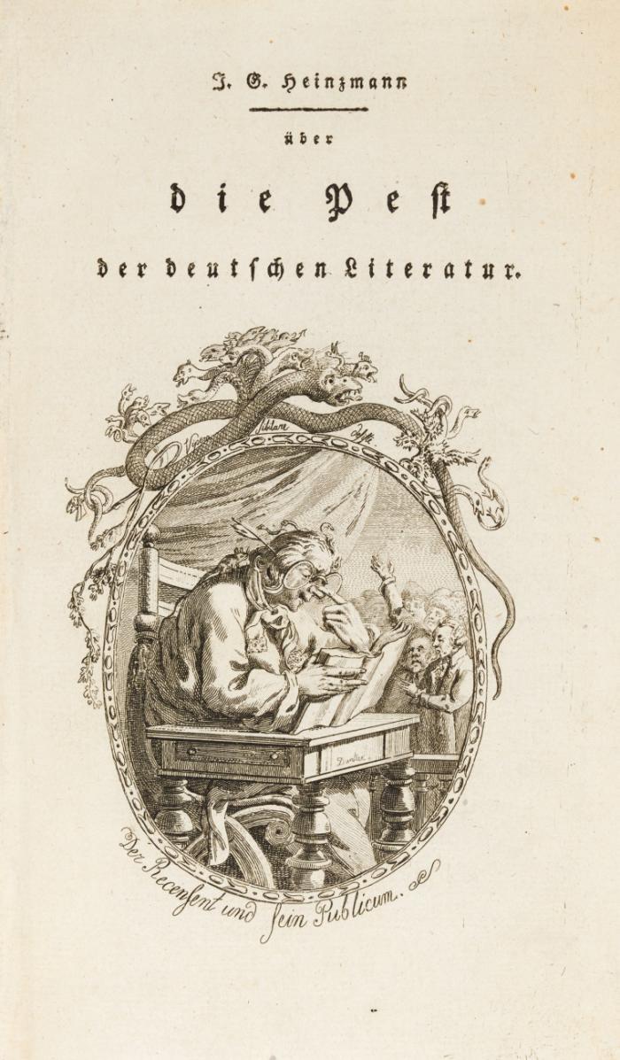 Über die Pest der deutschen Literatur. (Gestochener Titel). Appel an meine Nation über Aufklärung und Aufklärer; über Gelehrsamkeit und Schriftsteller; über Büchermanufakturisten, Rezensenten, Buchhändler: über moderne Philosophen und Menschenerzieher; auch über mancherley anderes, was Menschenfreyheit und Menschenrechte betrifft.