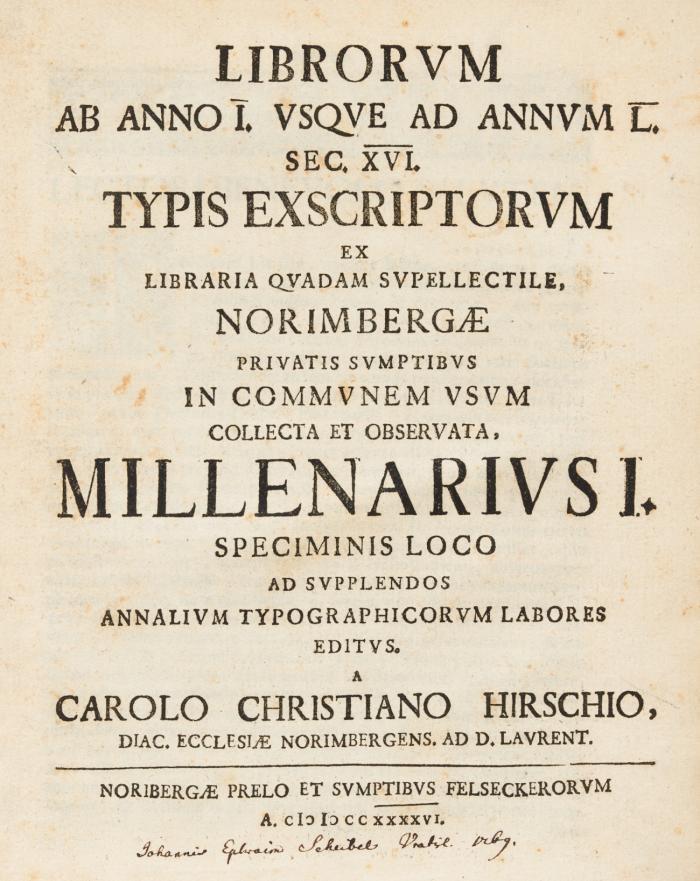 Librorum ab Anno I. usque ad Annum L. sec. XVI. typis exscriptorum ex libraria quadam supellectile ... 3 (v. 4) Tle. in 1 Bd.