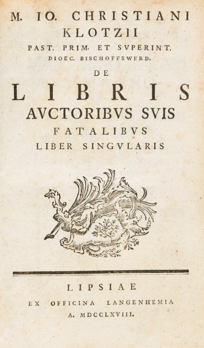 De libris auctoribus suis fatalibus liber singularis.