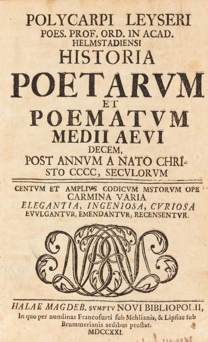 Historia poetarum et poematum medii aevi decem, post annum a nato Christo CCCC, seculorum.
